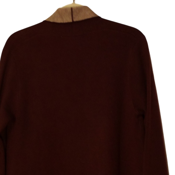 Chic Burgundy and Tan Women's Cardigan - Picture 3 of 14